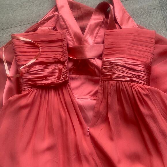 Max and Cleo 100% Silk Pink Midi Chiffon Dress Formal Sleeveless Size 8 - Picture 4 of 6